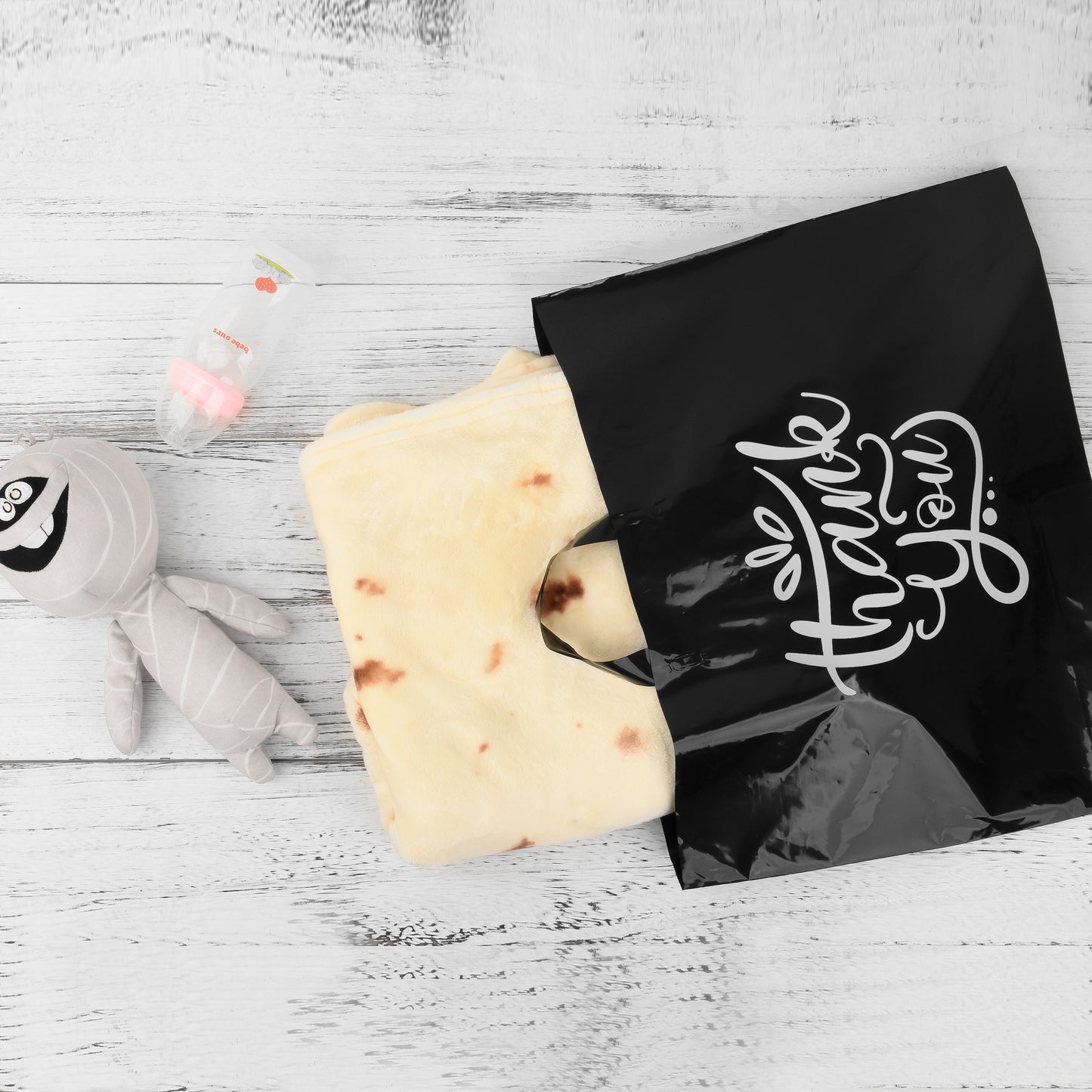 Large Thank You Bags - 60 Premium Black Shopping Bags