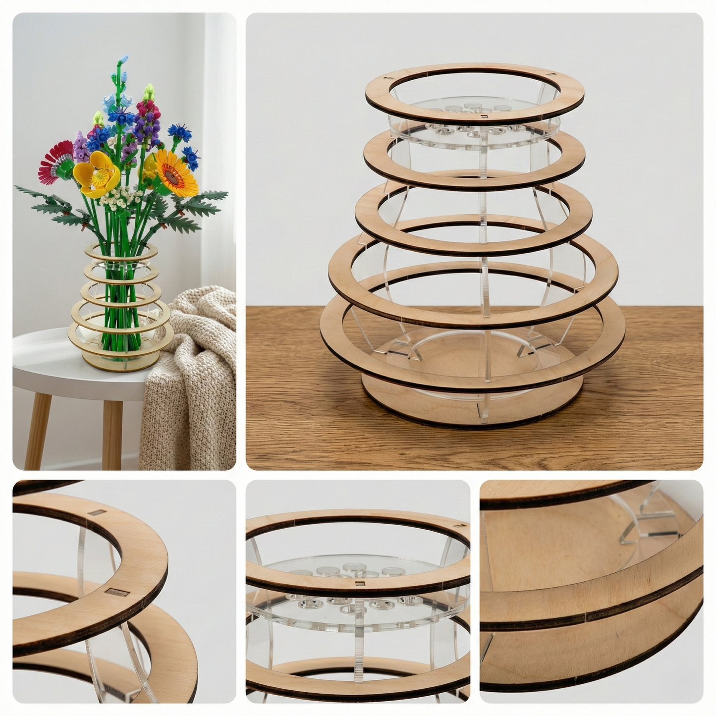 Vase for Lego Flowers - Elegant Wooden Display for Your Creations