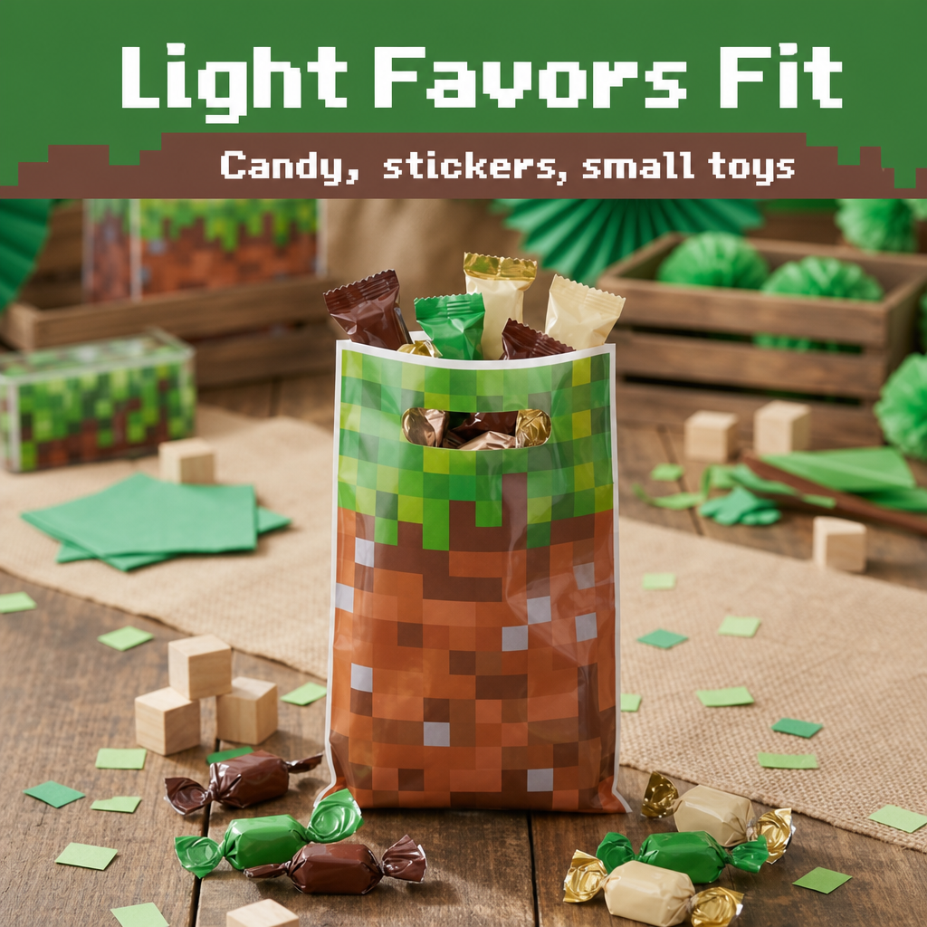 Pixel Party Favor Bags - Small Gamer Gift Bags (60 pcs)