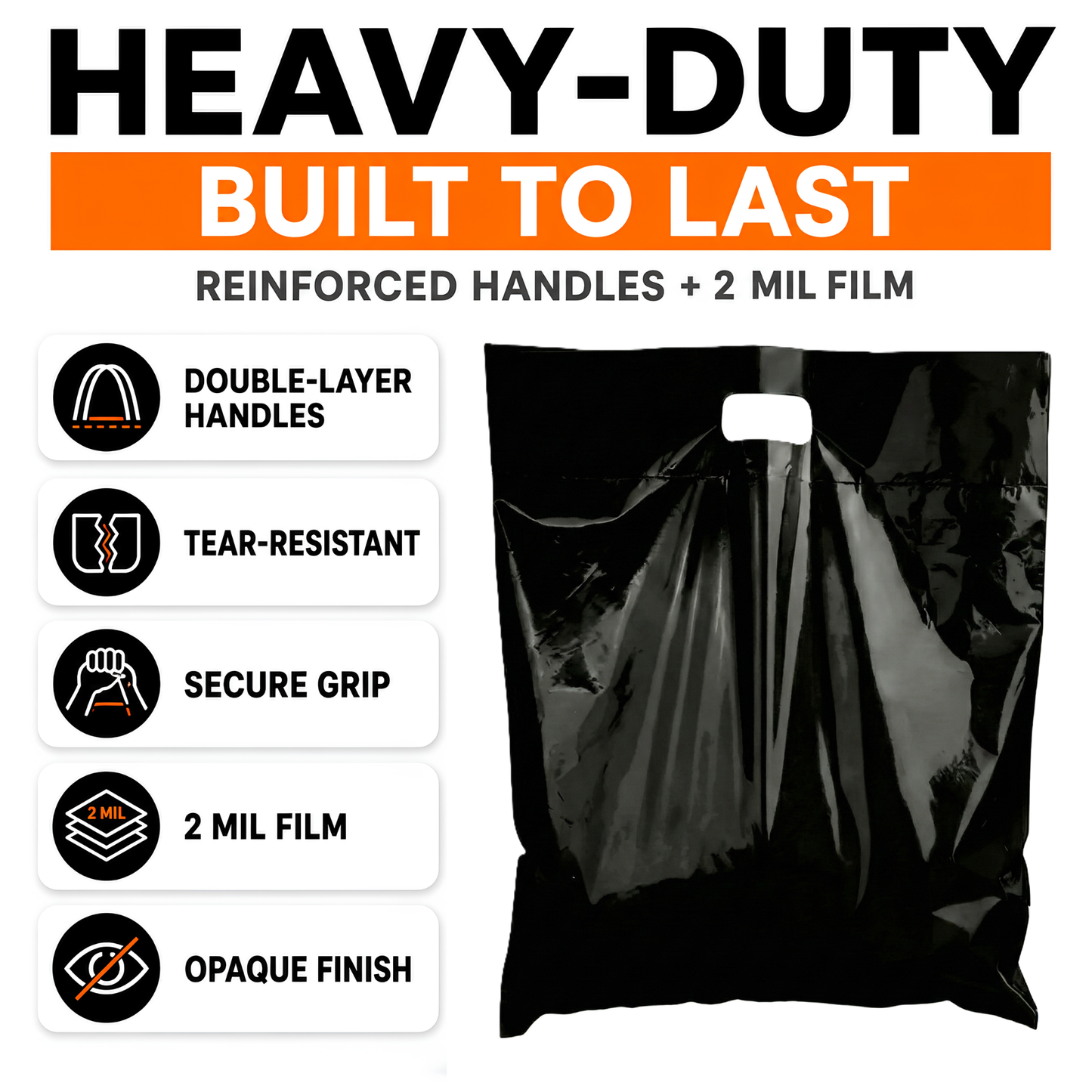 Large Retail Bags - 16x18 Shopping Bags with Reinforced Handles, 100 Pack