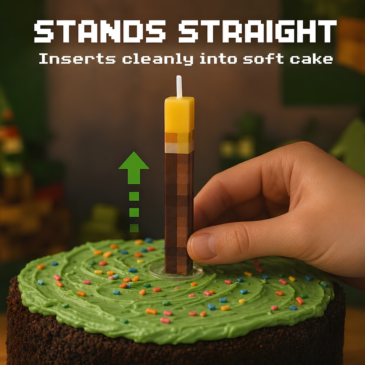 Pixel Torch Birthday Candles - Large 3-Inch Gaming Candles for Boys