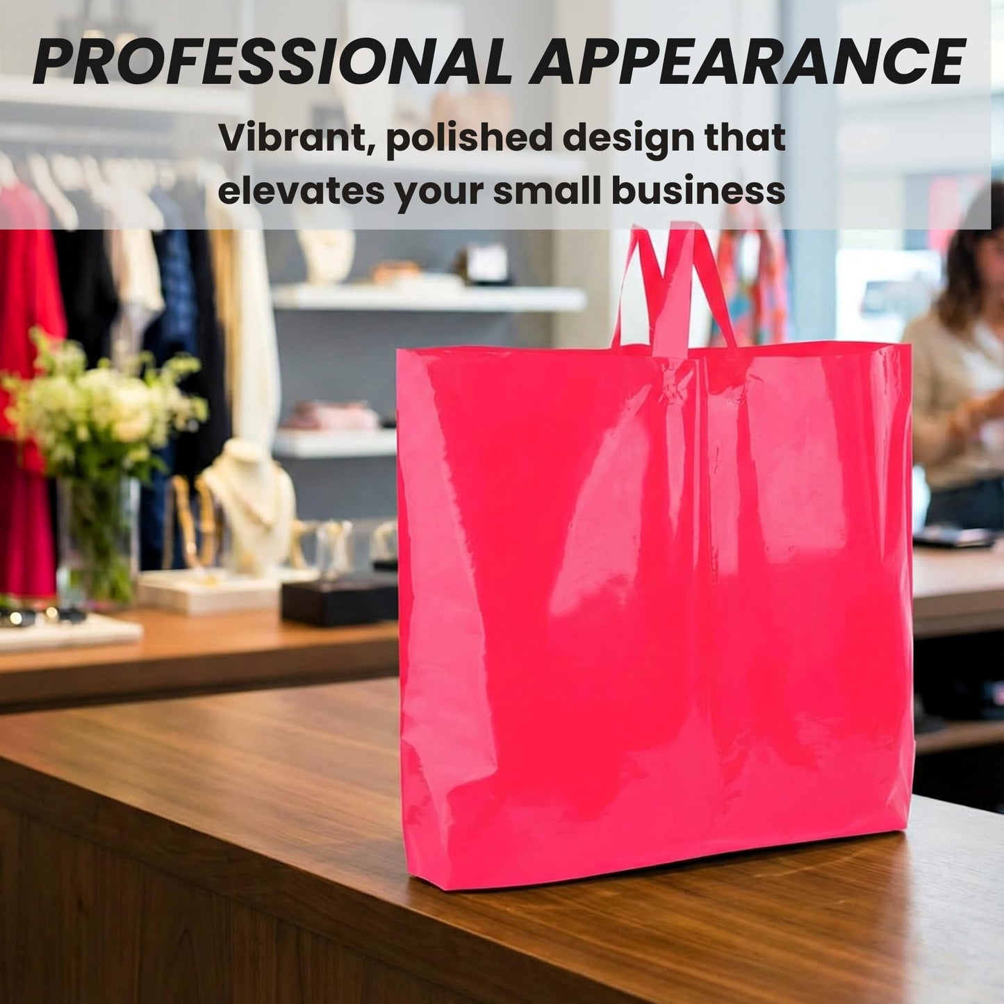 Large Retail Bags – Extra Thick 3 Mil Plastic Shopping Bags for Small Business