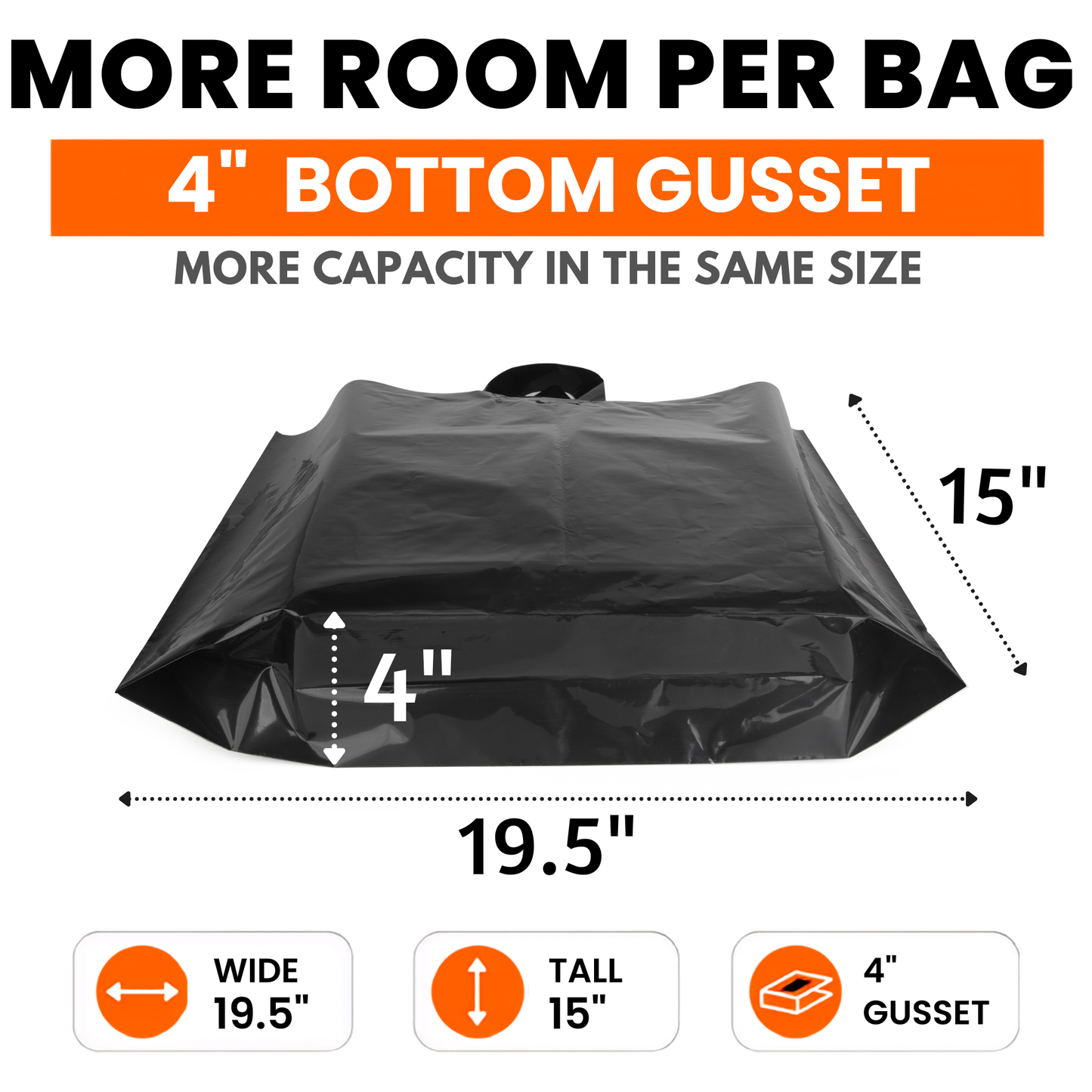 Large Plastic Shopping Bags - Black, 60pcs for Your Boutique