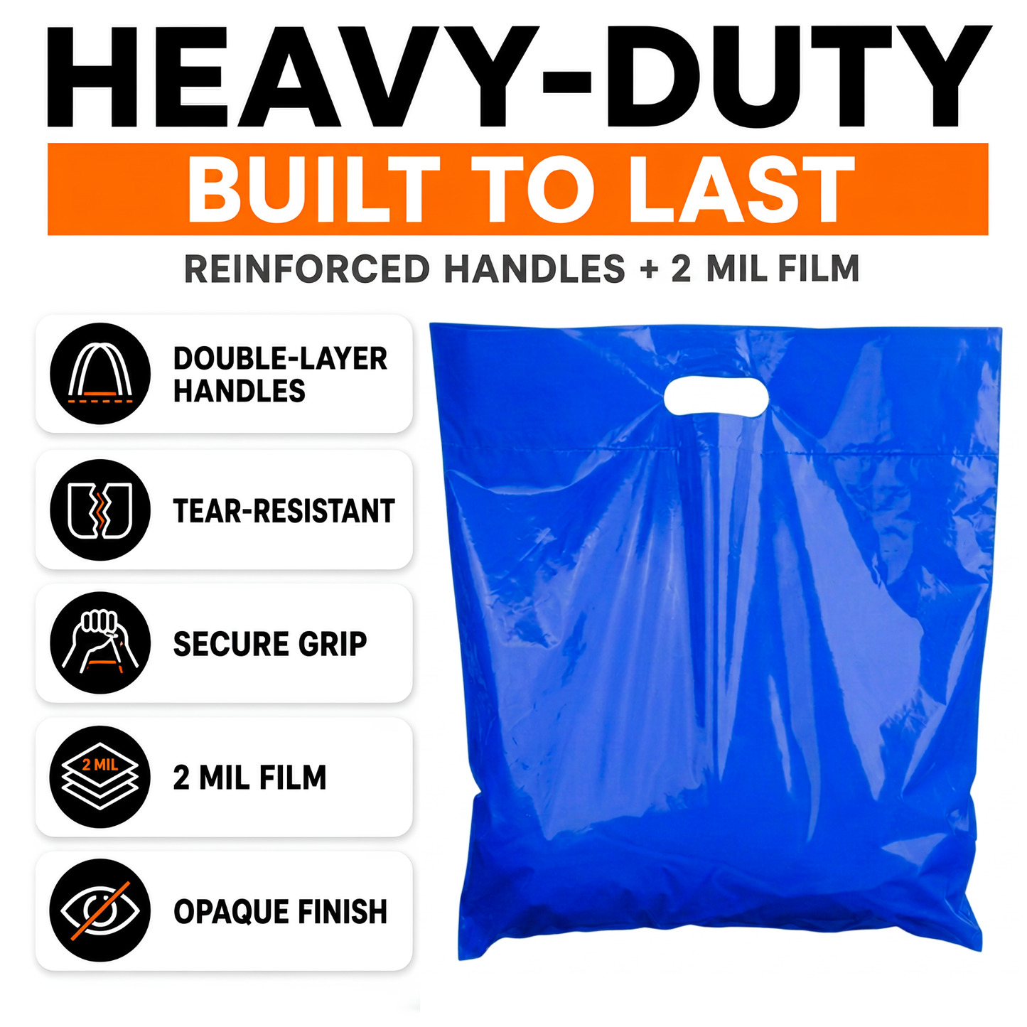 Thick Plastic Retail Bags - 16x18 Large Shopping Bags with Reinforced Handles, Pink & Blue, 100 Pack