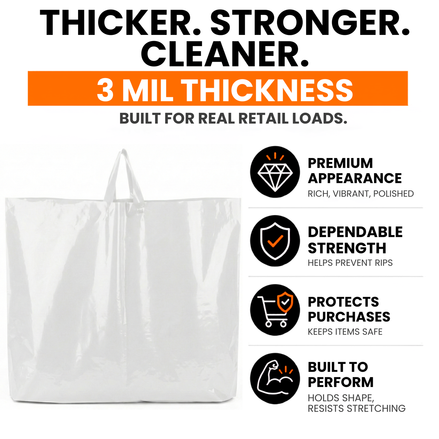 Large Plastic Shopping Bags - 60pcs for Easy Transport