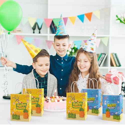Camtoms 26 pcs Party Favor Bags, Small Gift Bags with Handles, Bulk Goodie Bags, Paper Party Bags (13 blue / 13 yellow)