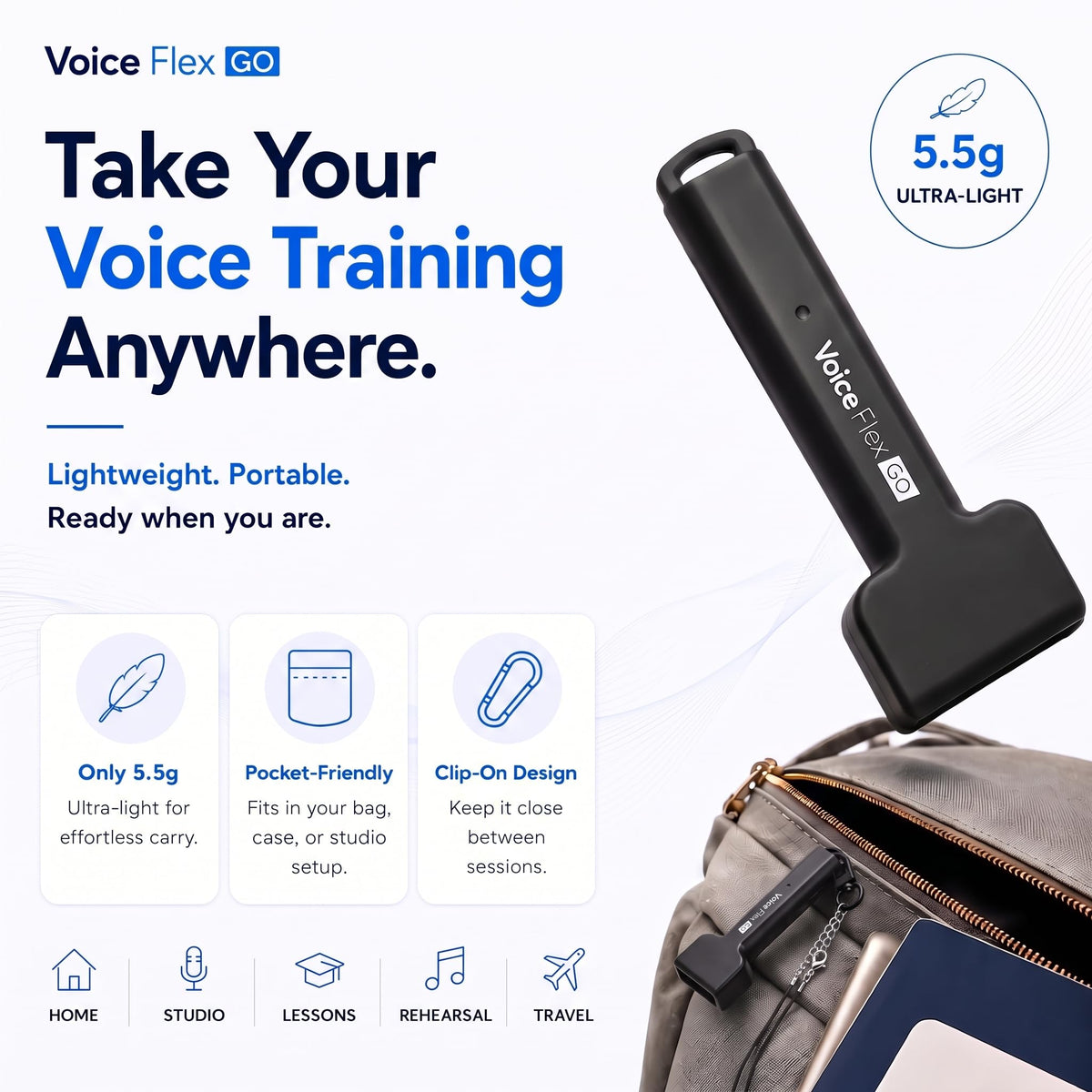 Adjustable SOVT Vocal Trainer & Warm Up Tool for Singers - Voice Flex GO