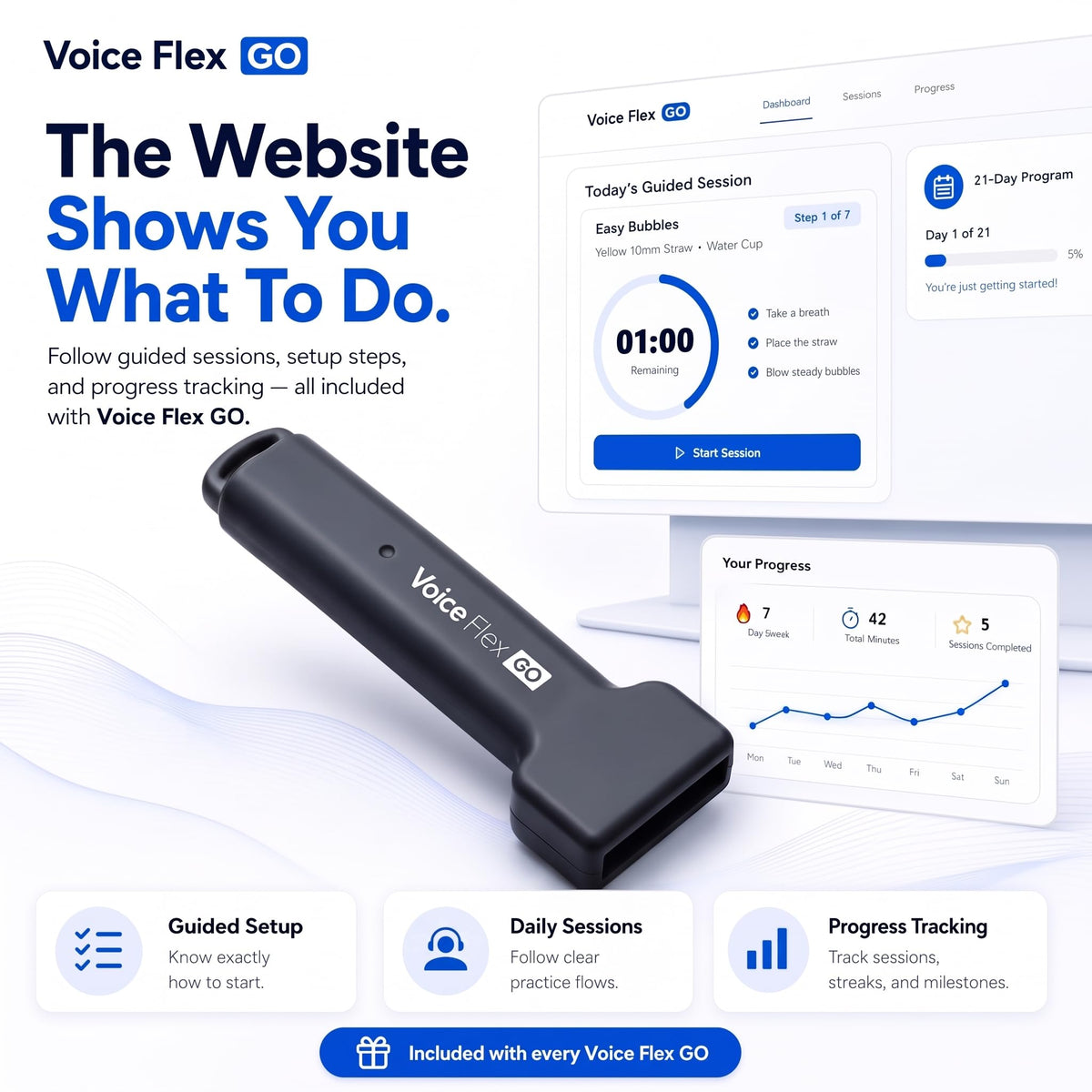 Adjustable SOVT Vocal Trainer & Warm Up Tool for Singers - Voice Flex GO