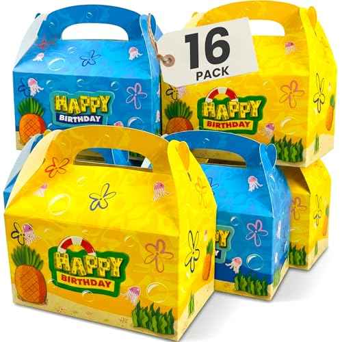 Camtoms 16pcs Party Favor Boxes, Birthday Party Bags, Goodie Bags, Candy Bags, Birthday Supplies, Small Gift Boxes