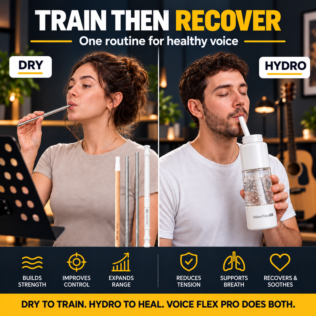 Vocal Trainer for Singing - Voice Flex PRO - SOVT Straw Kit & Bottle