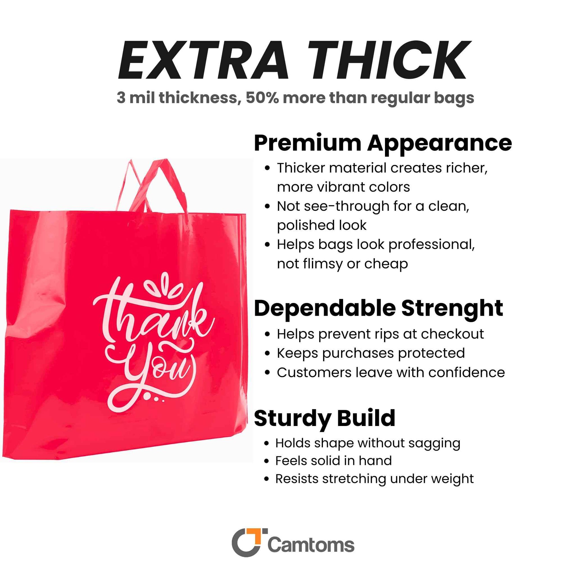 Camtoms Large Thank You Bags with Handles, Large Retail Bags for Merchandise, Boutique, Shopping