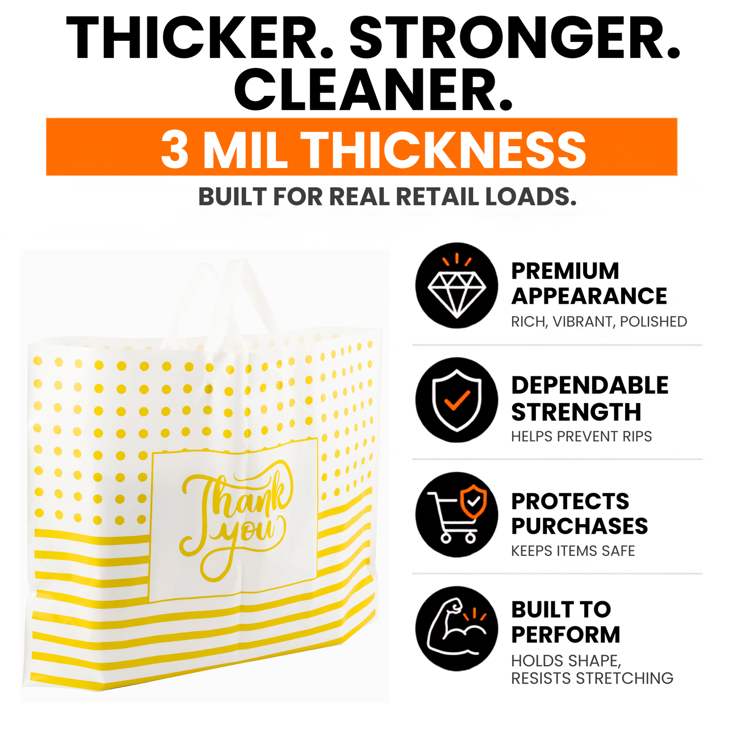 Large Thank You Bags - Elegant White and Gold Design