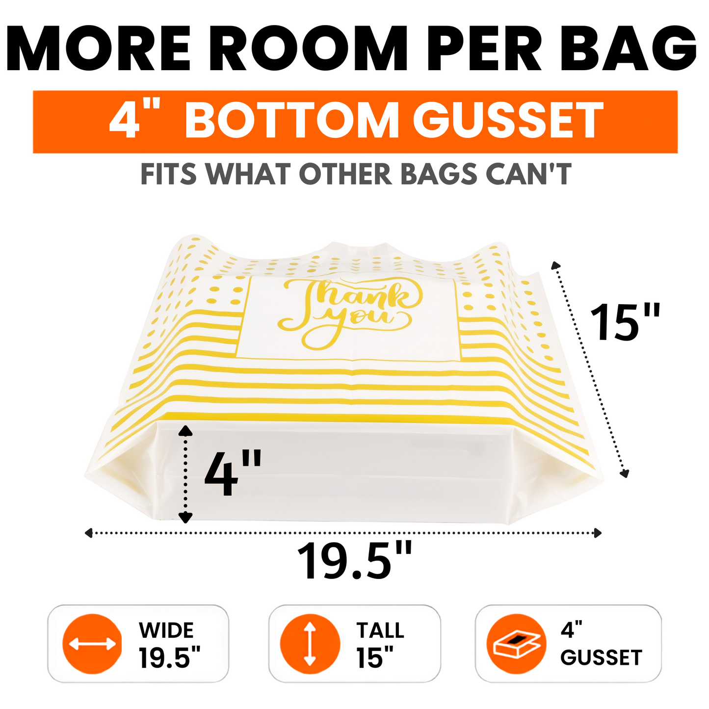 Large Thank You Bags - Elegant White and Gold Design