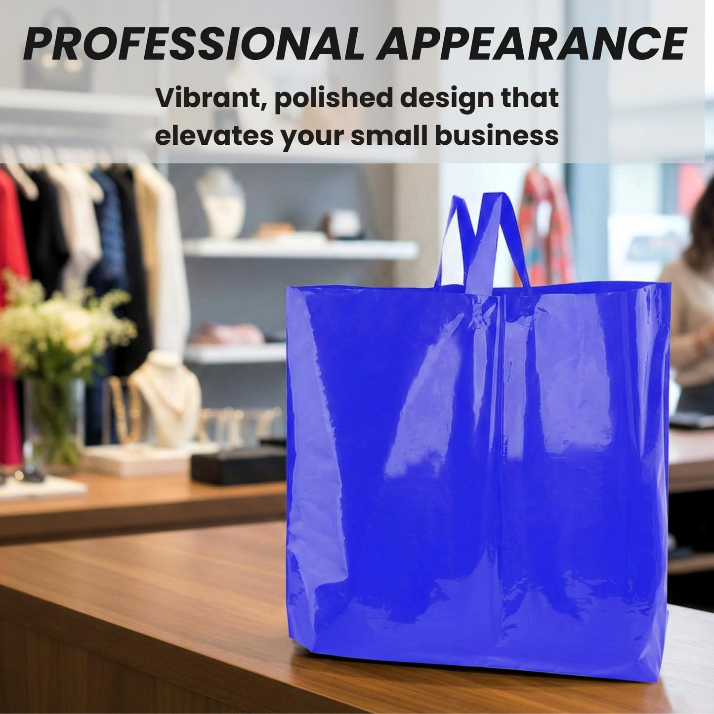 Large Retail Bags – Extra Thick 3 Mil Plastic Shopping Bags for Small Business