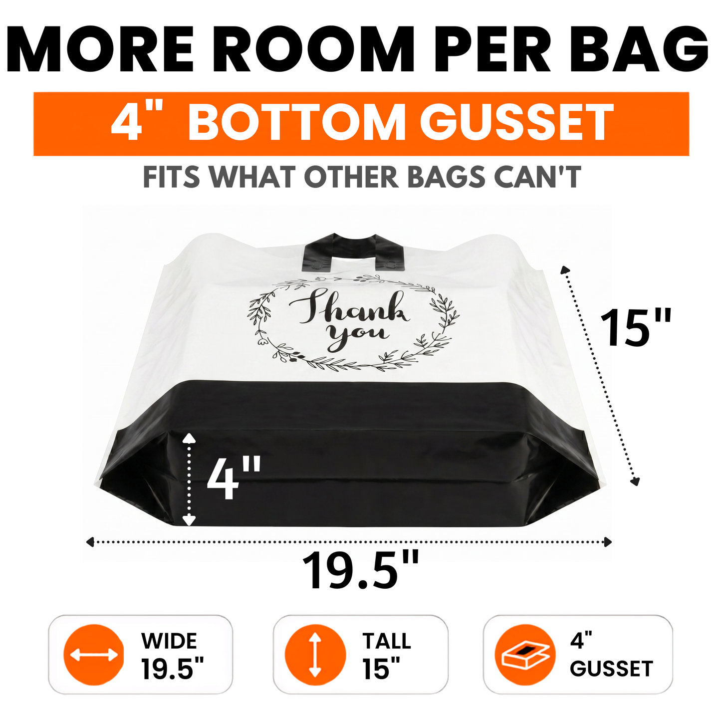 Large Thank You Bags - 19x15 White/Black for Professional Presentation