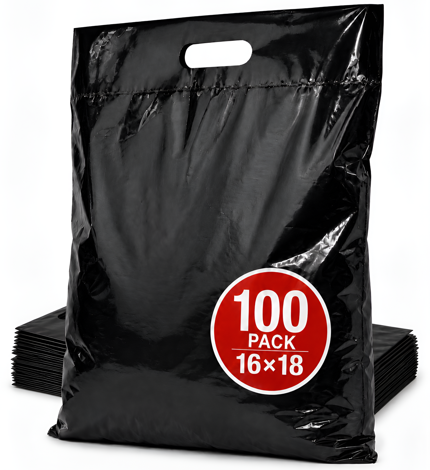 Large Retail Bags - 16x18 Shopping Bags with Reinforced Handles, 100 Pack