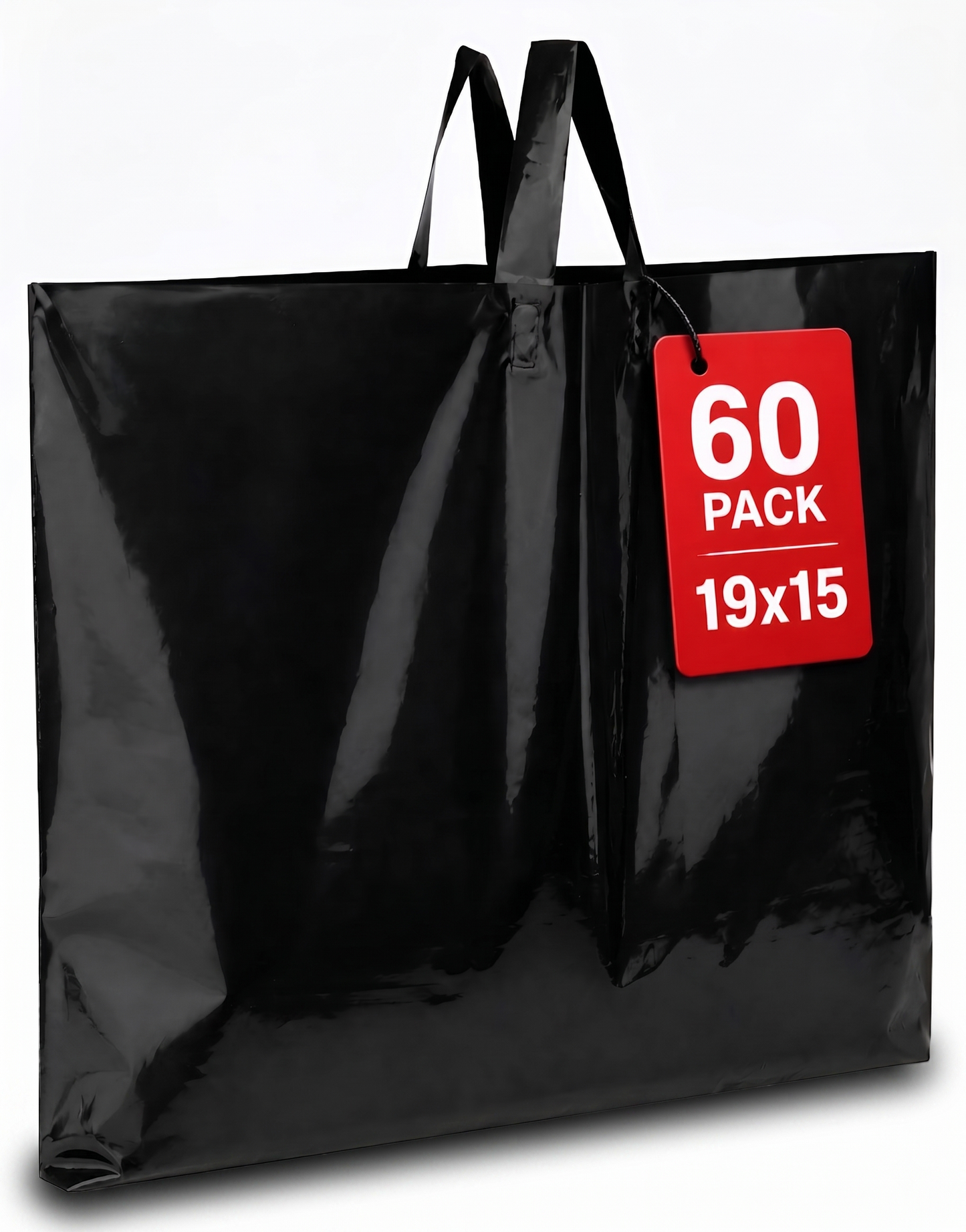 Large Plastic Shopping Bags - Black, 60pcs for Your Boutique