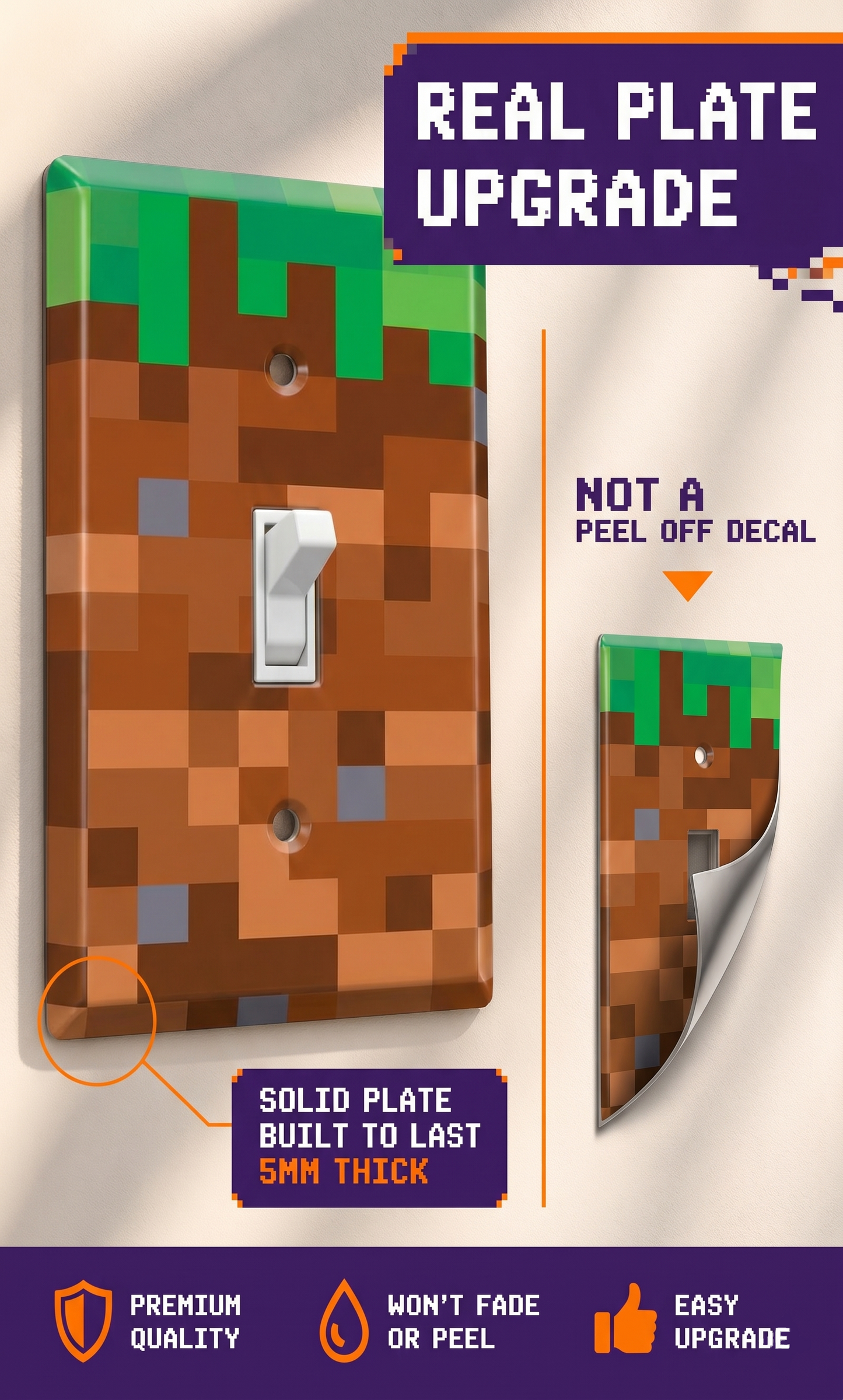 Light Switch Cover Plate - Pixel Inspired Design