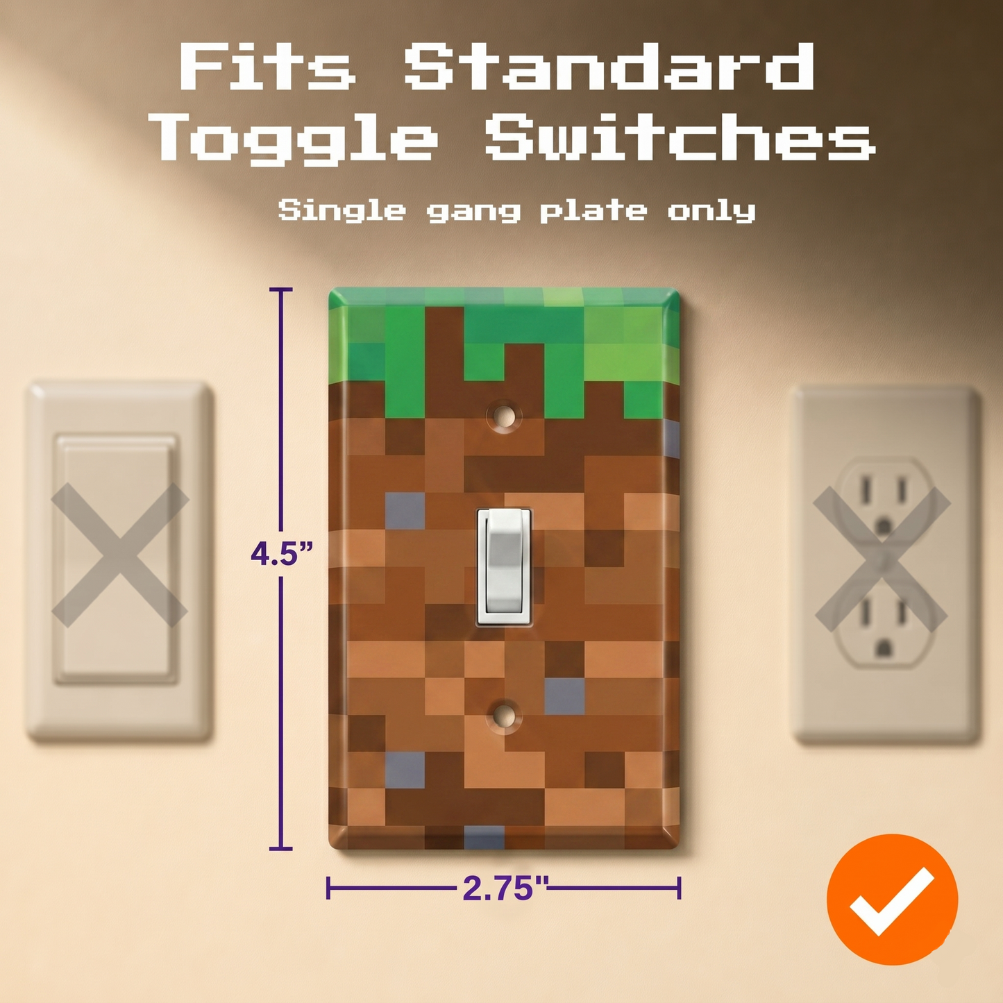 Light Switch Cover Plate - Pixel Inspired Design