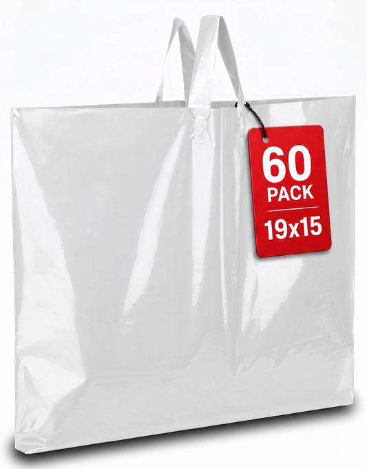 Large Plastic Shopping Bags - 60pcs for Easy Transport