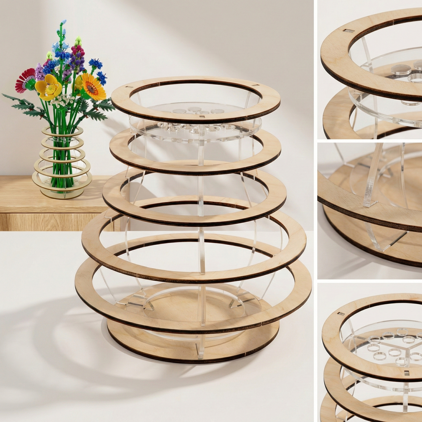 Vase for Lego Flowers - Elegant Wooden Display for Your Creations
