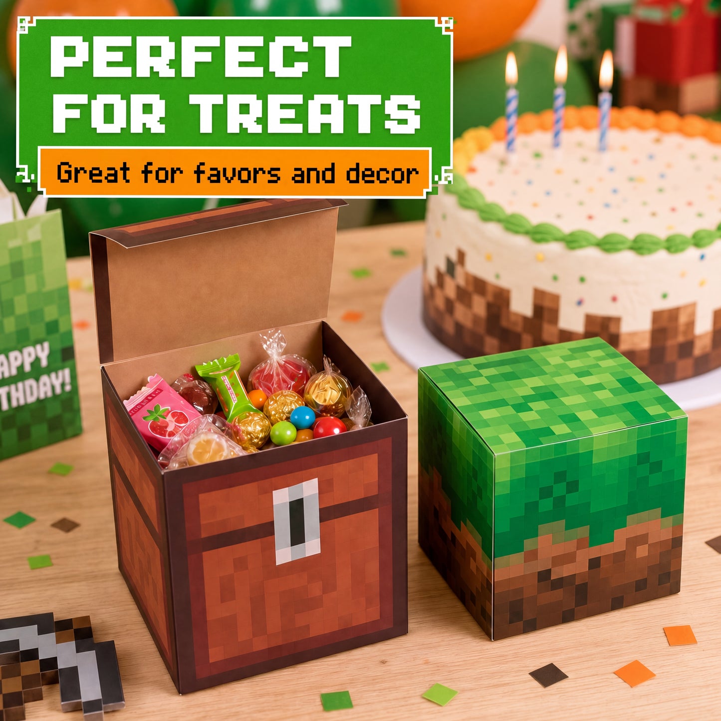 Pixel Party Favor Boxes - Fun and Functional Set of 10