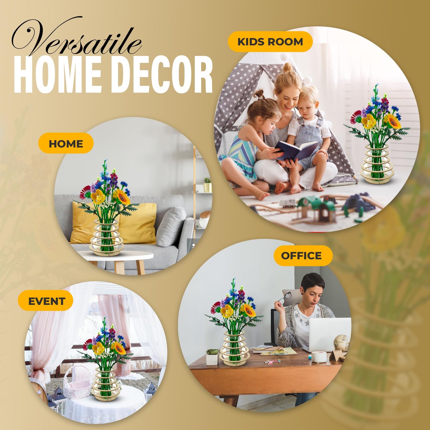 Vase for Lego Flowers - Elegant Wooden Display for Your Creations