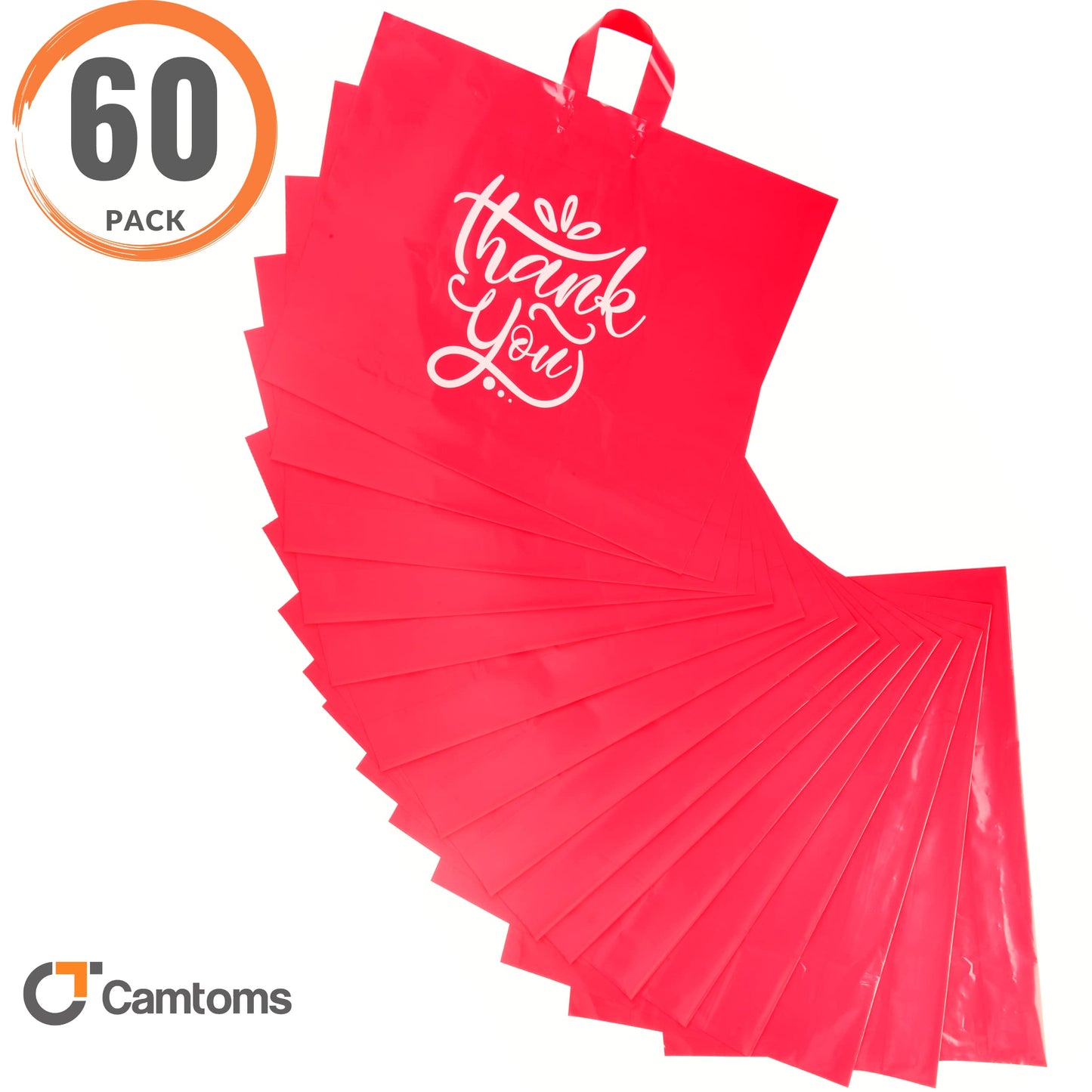 Camtoms Large Thank You Bags with Handles, Large Retail Bags for Merchandise, Boutique, Shopping - Camtoms
