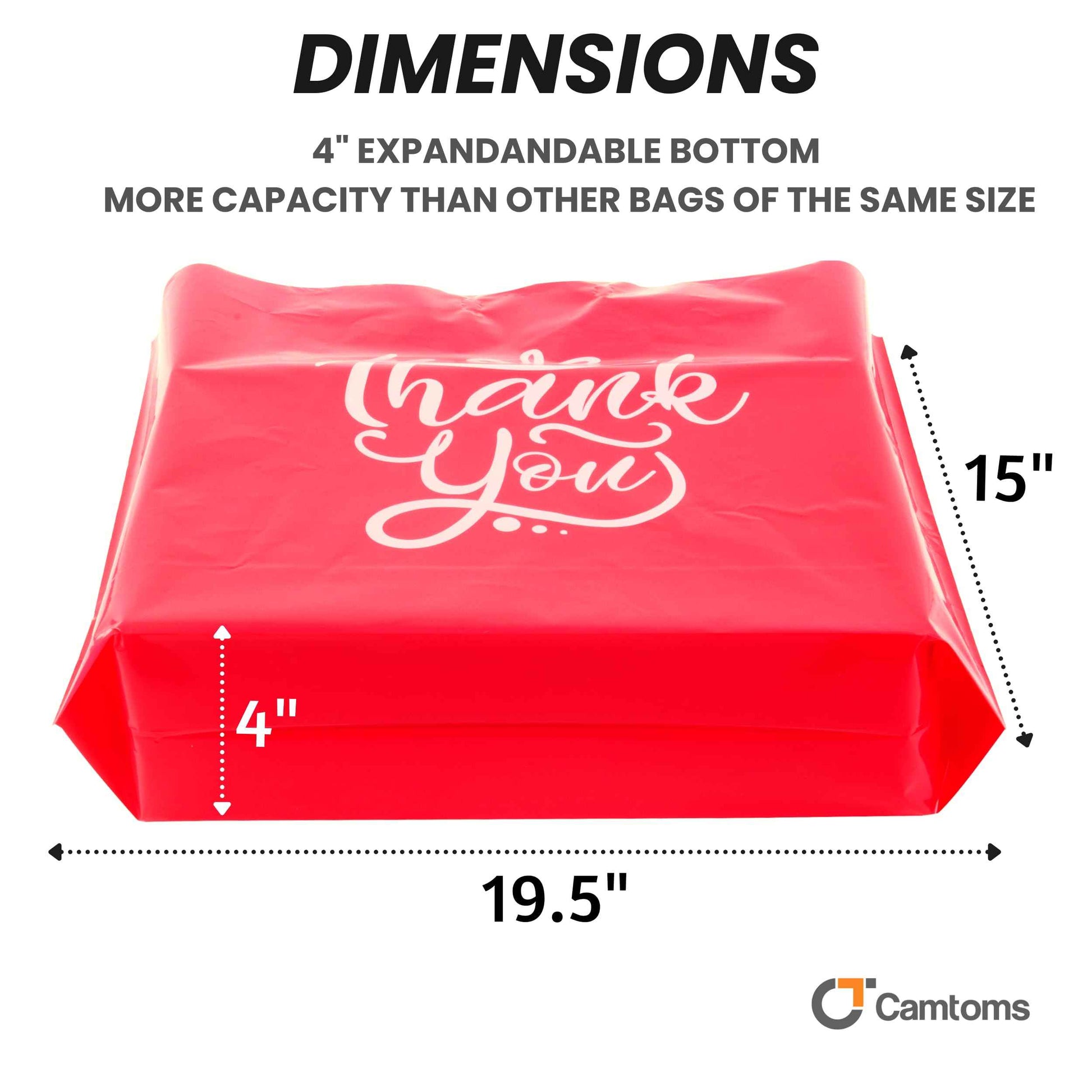 Camtoms Large Thank You Bags with Handles, Large Retail Bags for Merchandise, Boutique, Shopping