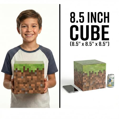 Large Pixel Party Favor Boxes – 8-Pack Sturdy Cardboard Cubes for Gaming Events