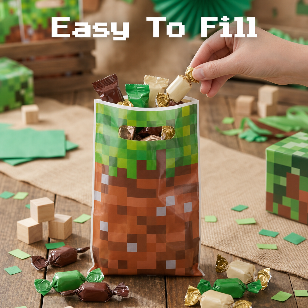 Pixel Party Favor Bags - Small Gamer Gift Bags (60 pcs)