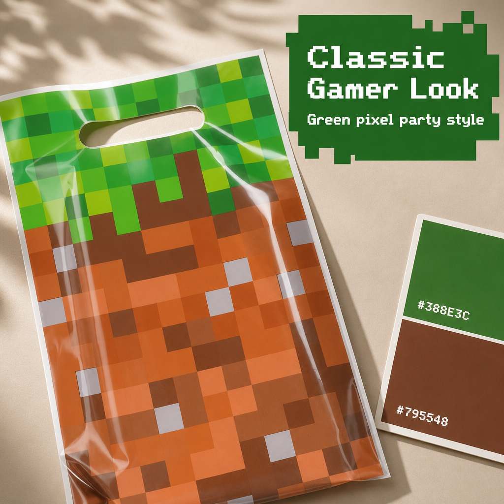 Pixel Party Favor Bags - Small Gamer Gift Bags (60 pcs)