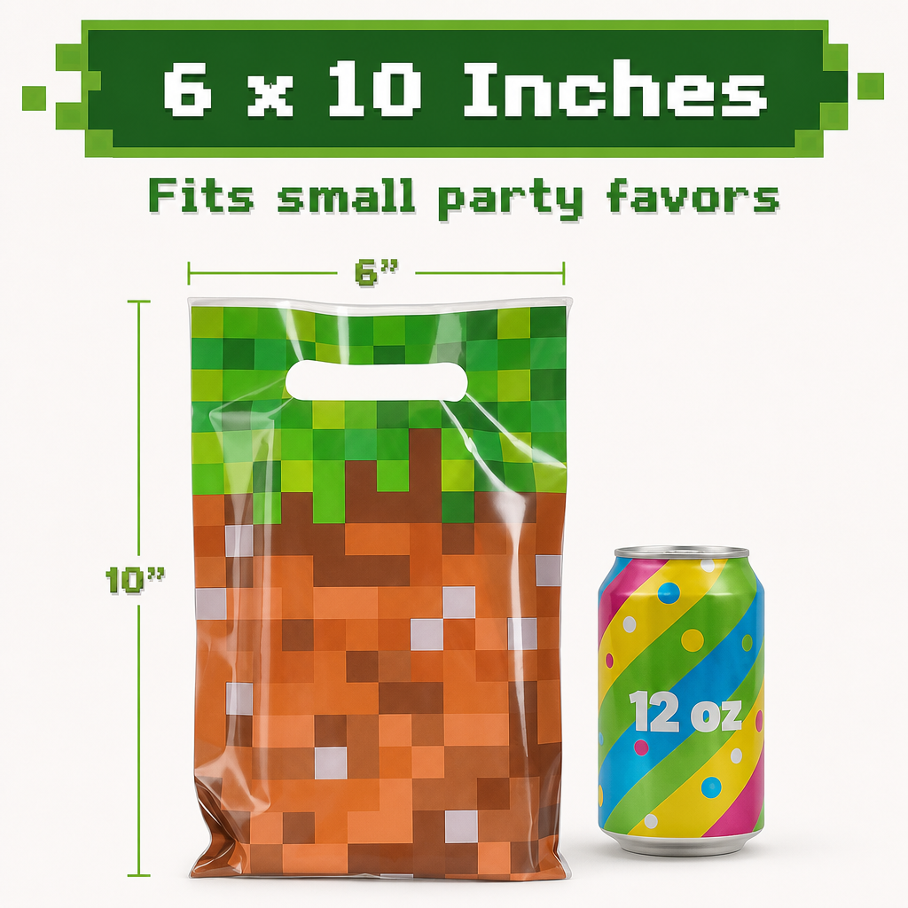 Pixel Party Favor Bags - Small Gamer Gift Bags (60 pcs)