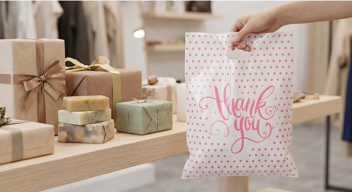 Large Thank You Bags - Polka Dot Design for Chic Presentation