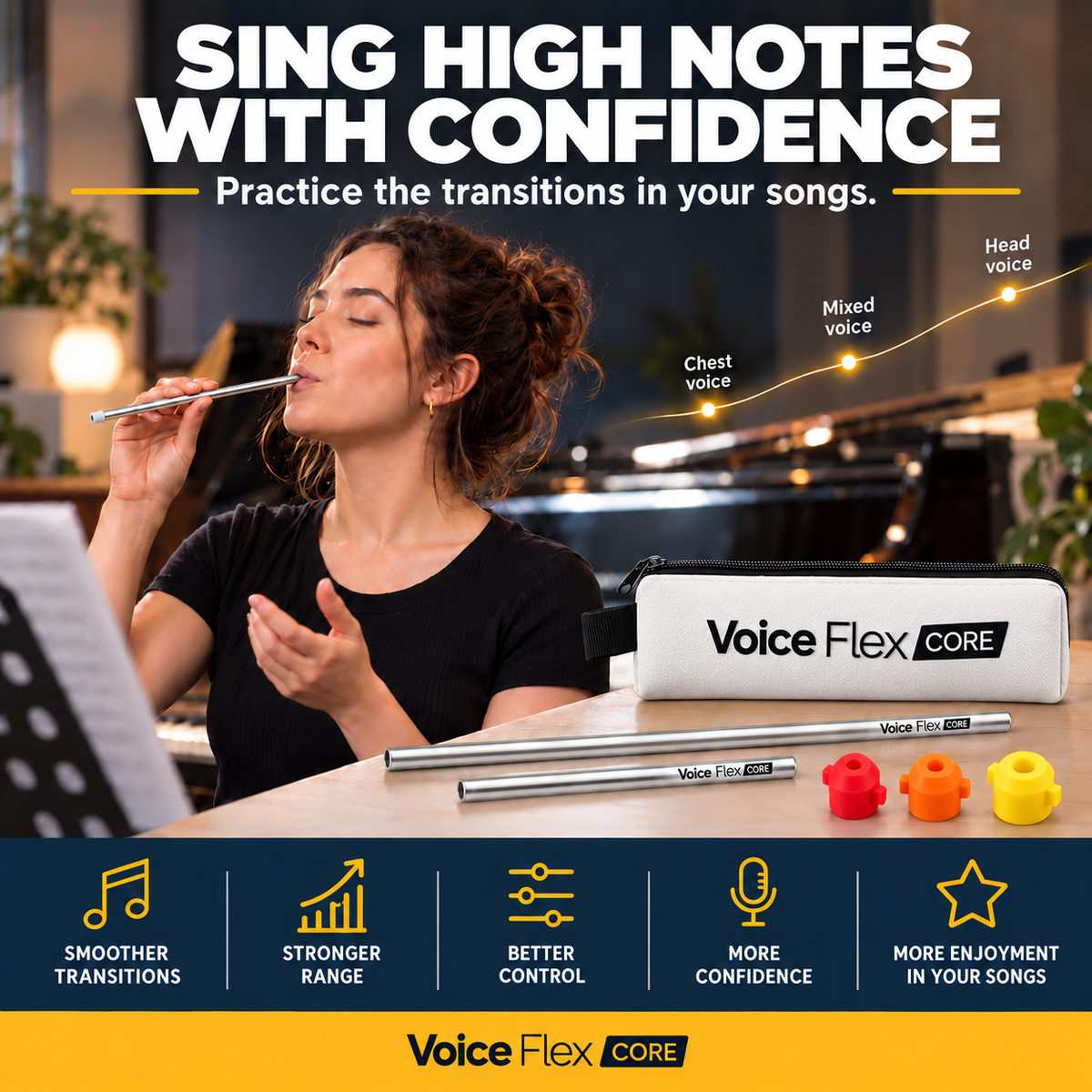 Vocal Trainer for Singing - Voice Flex CORE, 3-Level SOVT Straw Set (Copy)