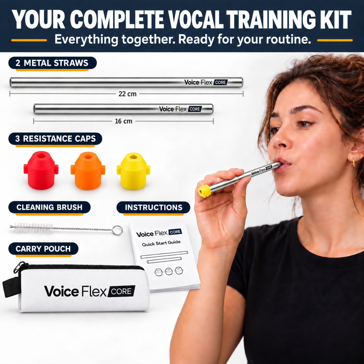 Vocal Trainer for Singing - Voice Flex CORE, 3-Level SOVT Straw Set (Copy)