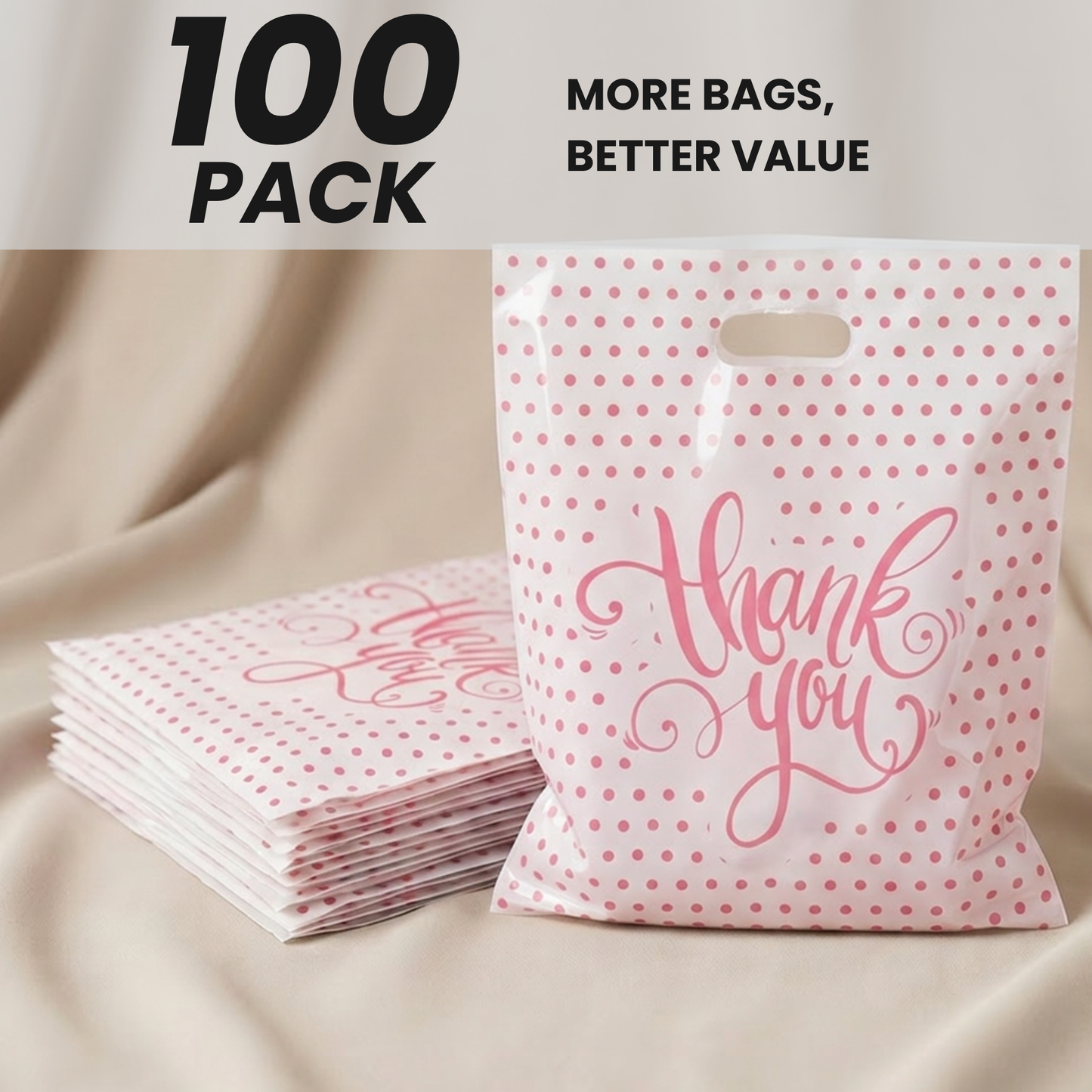 Large Thank You Bags - Polka Dot Design for Chic Presentation