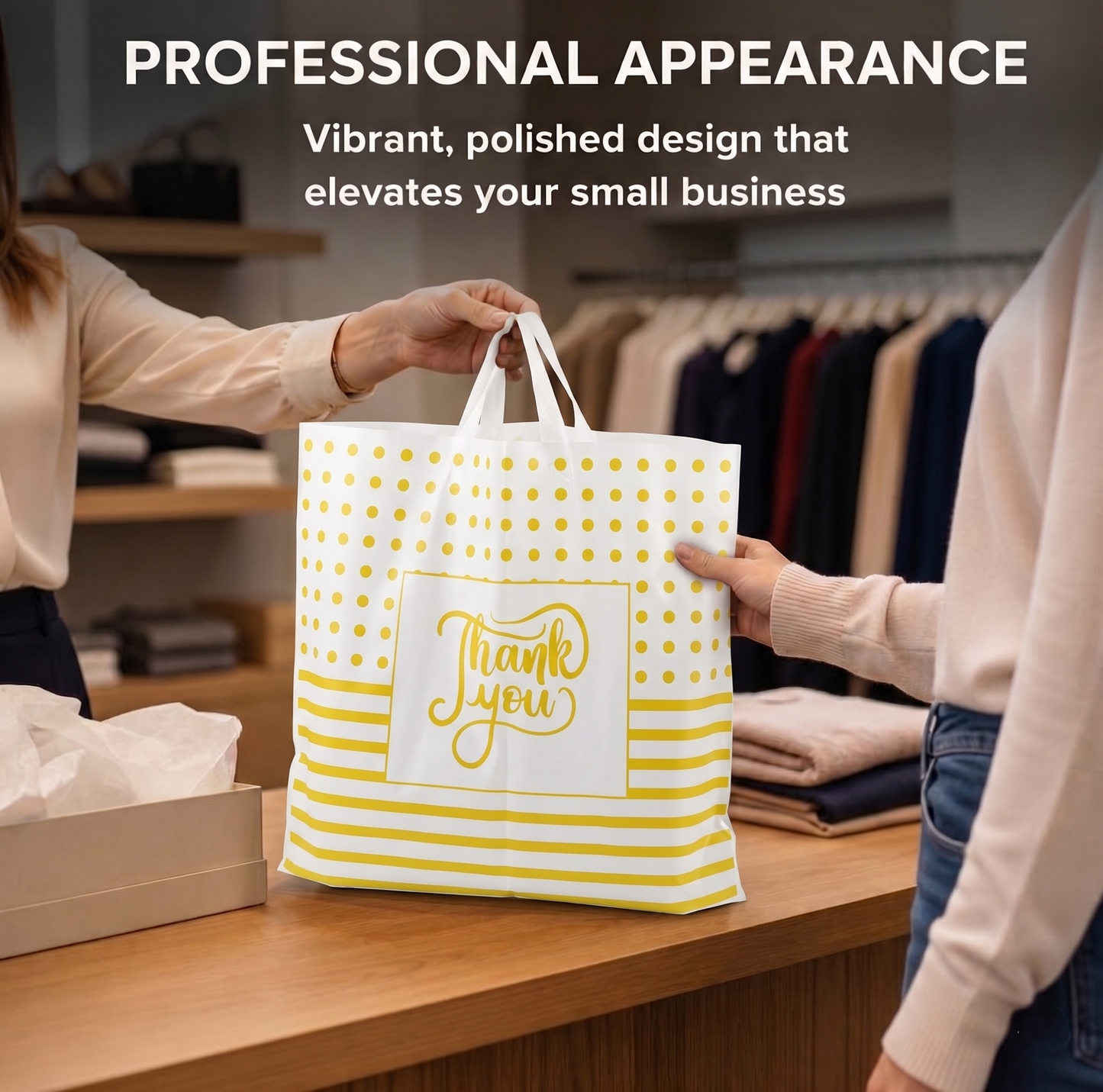 Large Thank You Bags - Elegant White and Gold Design